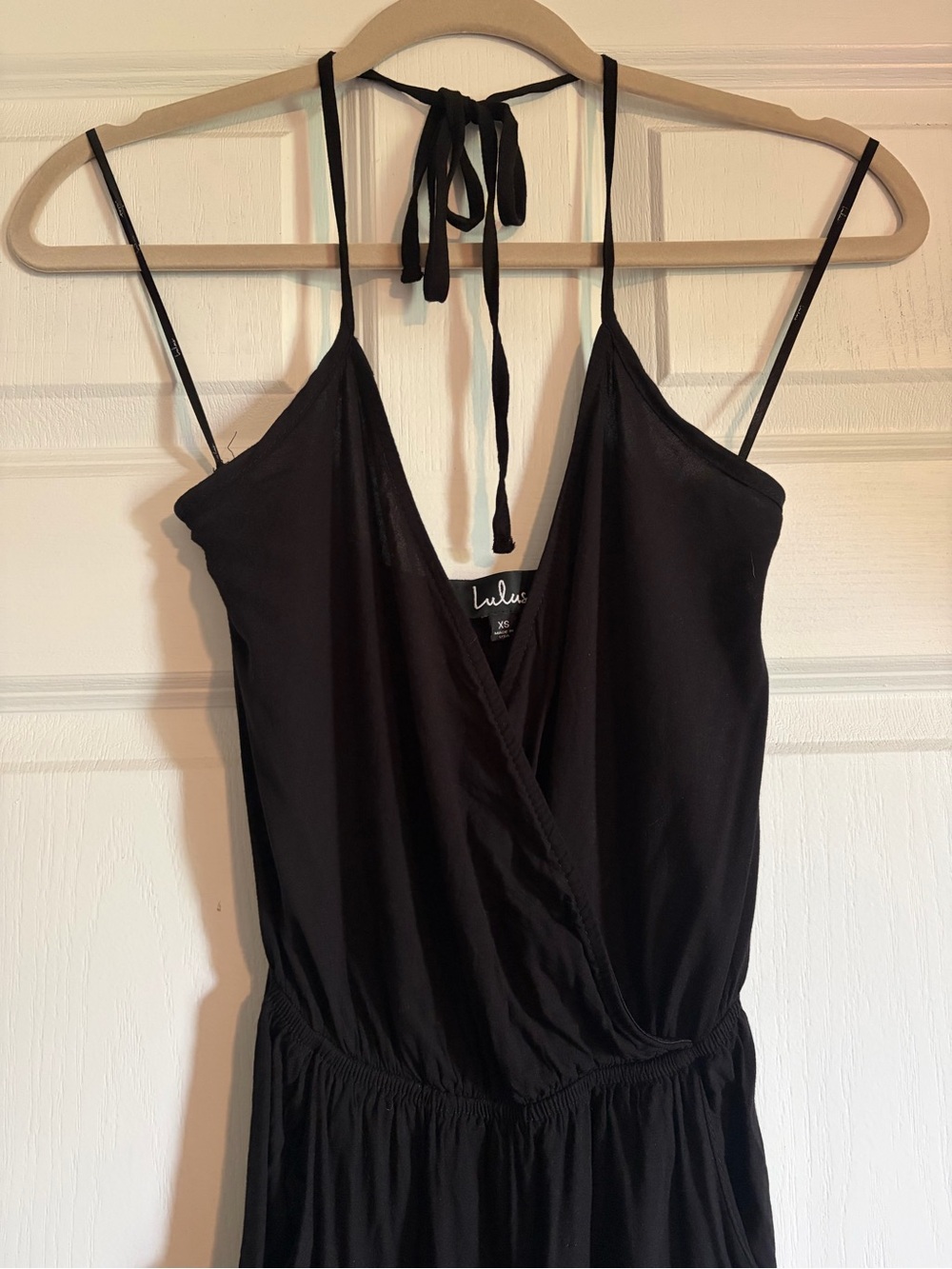 Lulu's Black Spaghetti-Strap Wrap Chemise